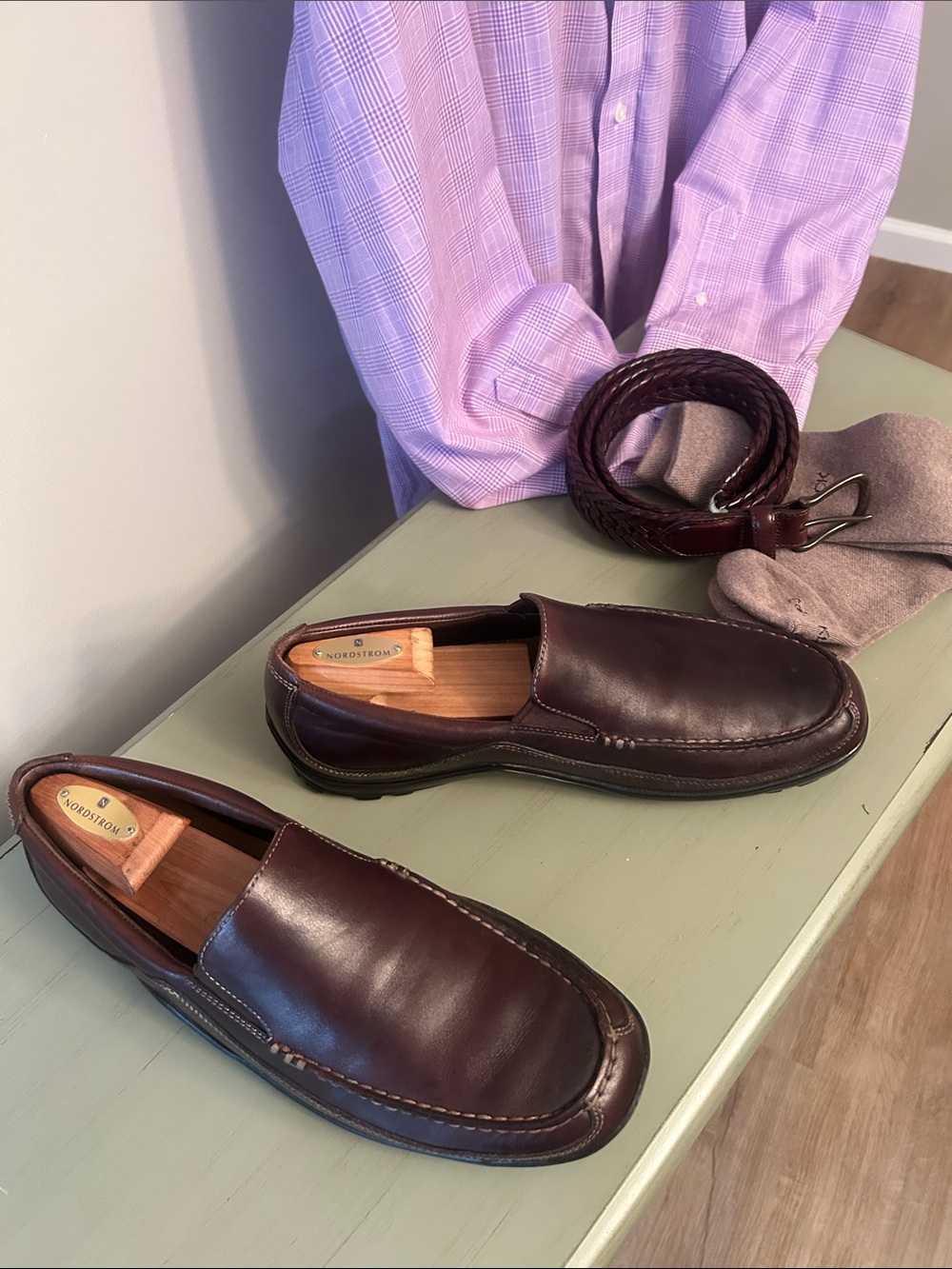 Cole Haan Brown Leather Slip-On Loafers - Picture 2 of 6